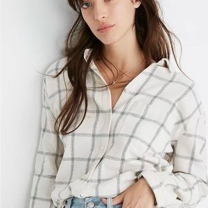 Madewell - Flannel Oversized EX Boyfriend Shirt in Windowpane SZ: Large
